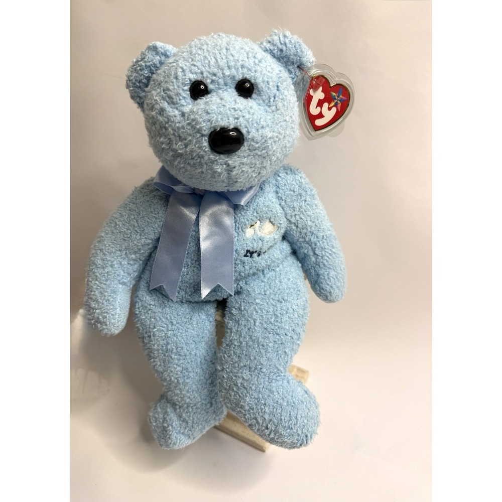 Brand NEW TY Beanie Buddy-IT'S A BOY Bear 14"- MWMT Stuffed Animal Toy Baby Gift